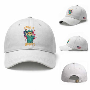 Cat Statue Of Liberty Baseball Cap Patriotic American Flag TS12 Baseball Cap Universal Fit White Print Your Wear