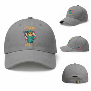 Cat Statue Of Liberty Baseball Cap Patriotic American Flag TS12 Baseball Cap Universal Fit Sport Gray Print Your Wear
