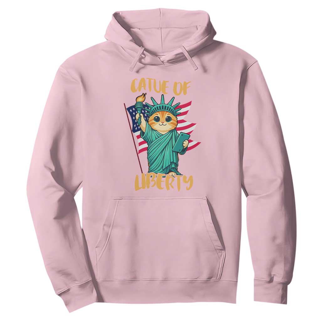Cat Statue Of Liberty Hoodie Patriotic American Flag TS12 Light Pink Print Your Wear
