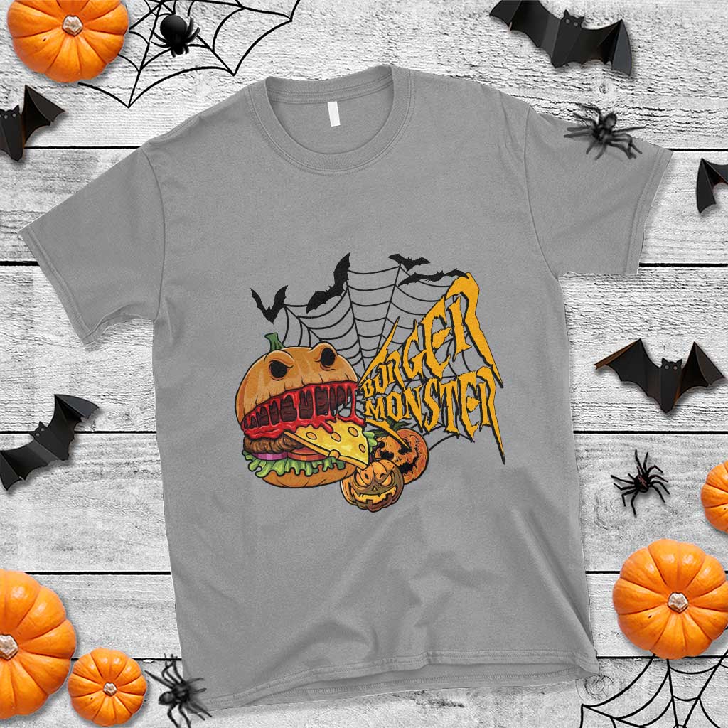 Halloween Burger Monster T Shirt Scary Foodies TS12 Sport Gray Print Your Wear