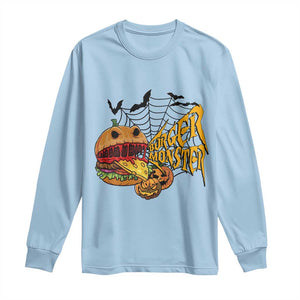 Halloween Burger Monster Long Sleeve Shirt Scary Foodies TS12 Light Blue Print Your Wear