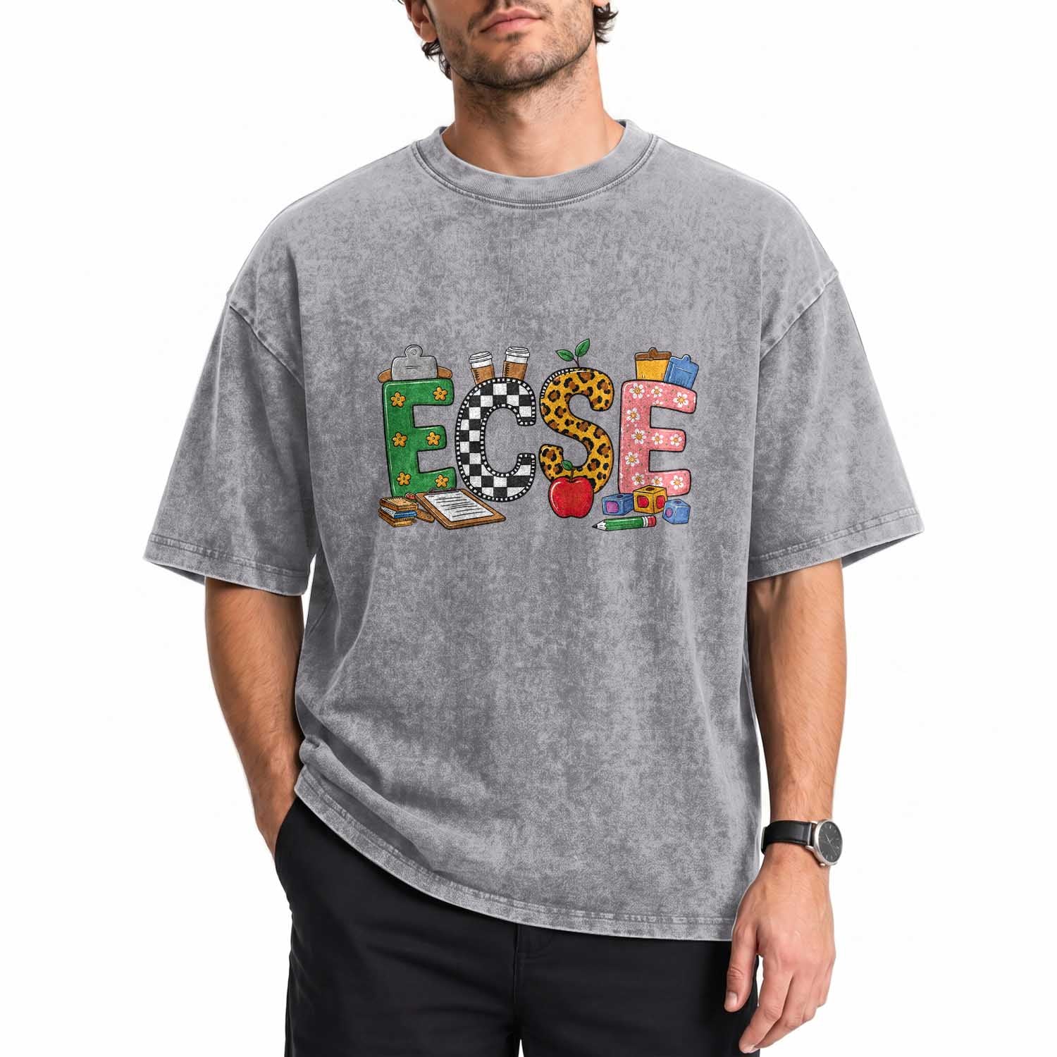 Early Childhood Special Education Teacher Washed Cotton T-Shirt ECSE Life