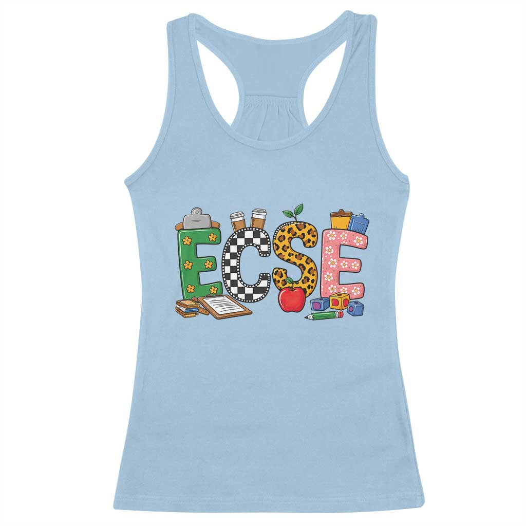Early Childhood Special Education Teacher Racerback Tank Top ECSE Life TS12 Light Blue Print Your Wear