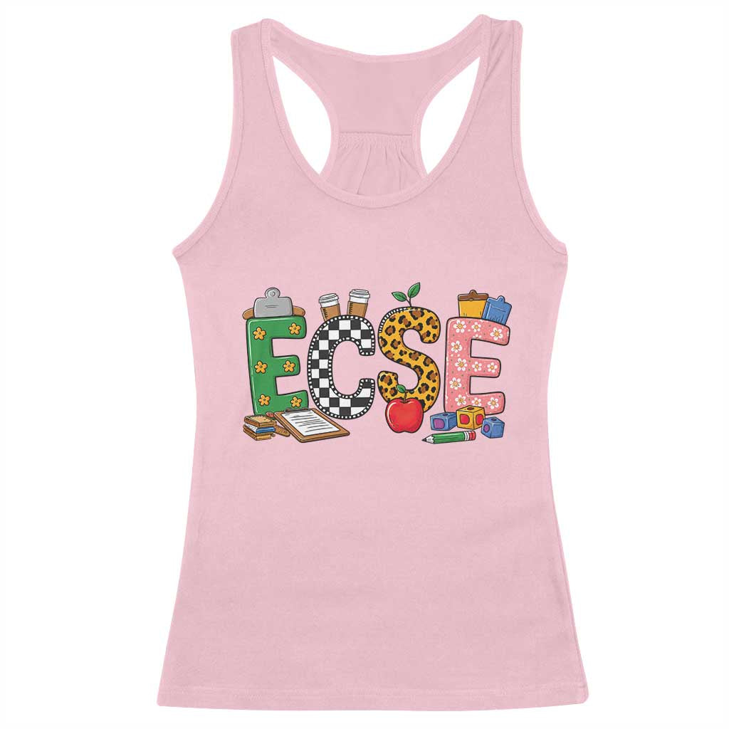 Early Childhood Special Education Teacher Racerback Tank Top ECSE Life TS12 Light Pink Print Your Wear