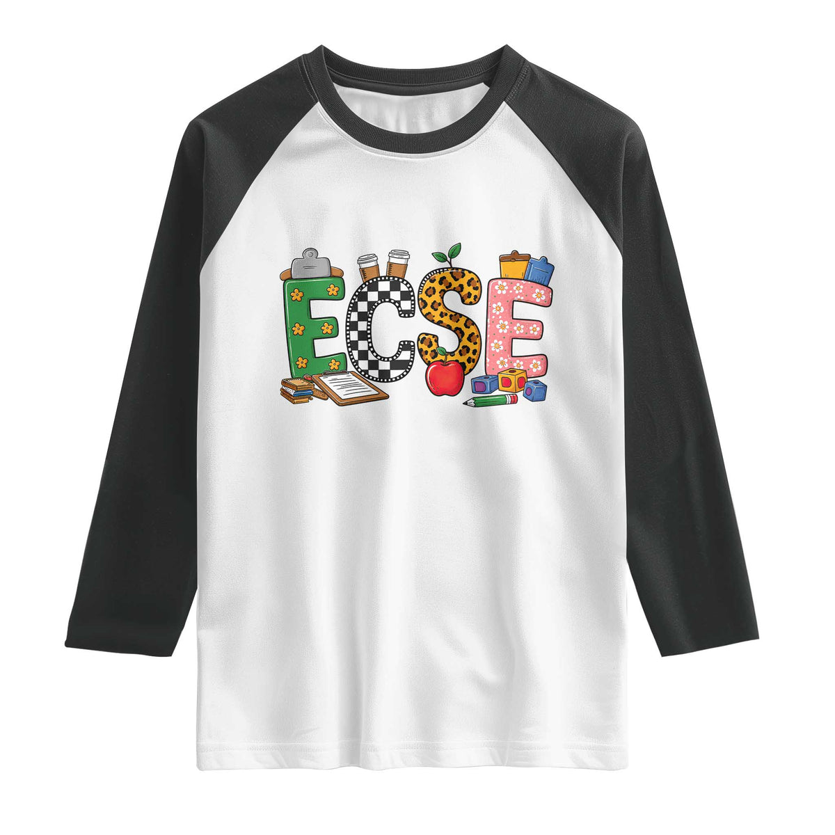Early Childhood Special Education Teacher Raglan Shirt ECSE Life TS12 White Black Print Your Wear