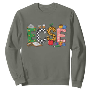 Early Childhood Special Education Teacher Sweatshirt ECSE Life TS12 Military Green Print Your Wear