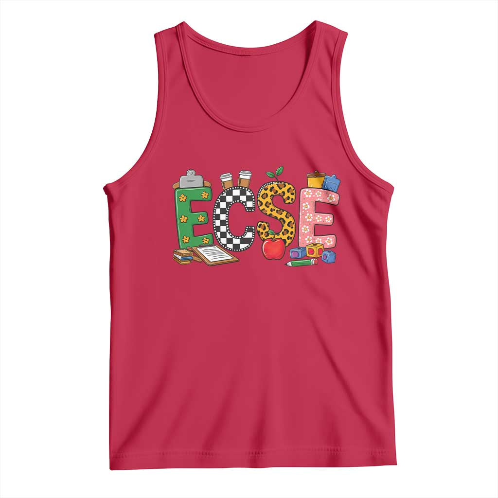 Early Childhood Special Education Teacher Tank Top ECSE Life TS12 Red Print Your Wear