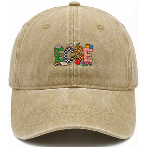 Early Childhood Special Education Teacher Washed Cotton Baseball Cap ECSE Life TS12 Print Your Wear