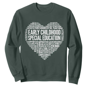 Early Childhood Special Education Teacher Sweatshirt Caring Compassionate Kindness TS12 Dark Forest Green Print Your Wear
