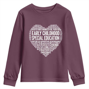 Early Childhood Special Education Teacher Youth Sweatshirt Caring Compassionate Kindness TS12 Maroon Print Your Wear