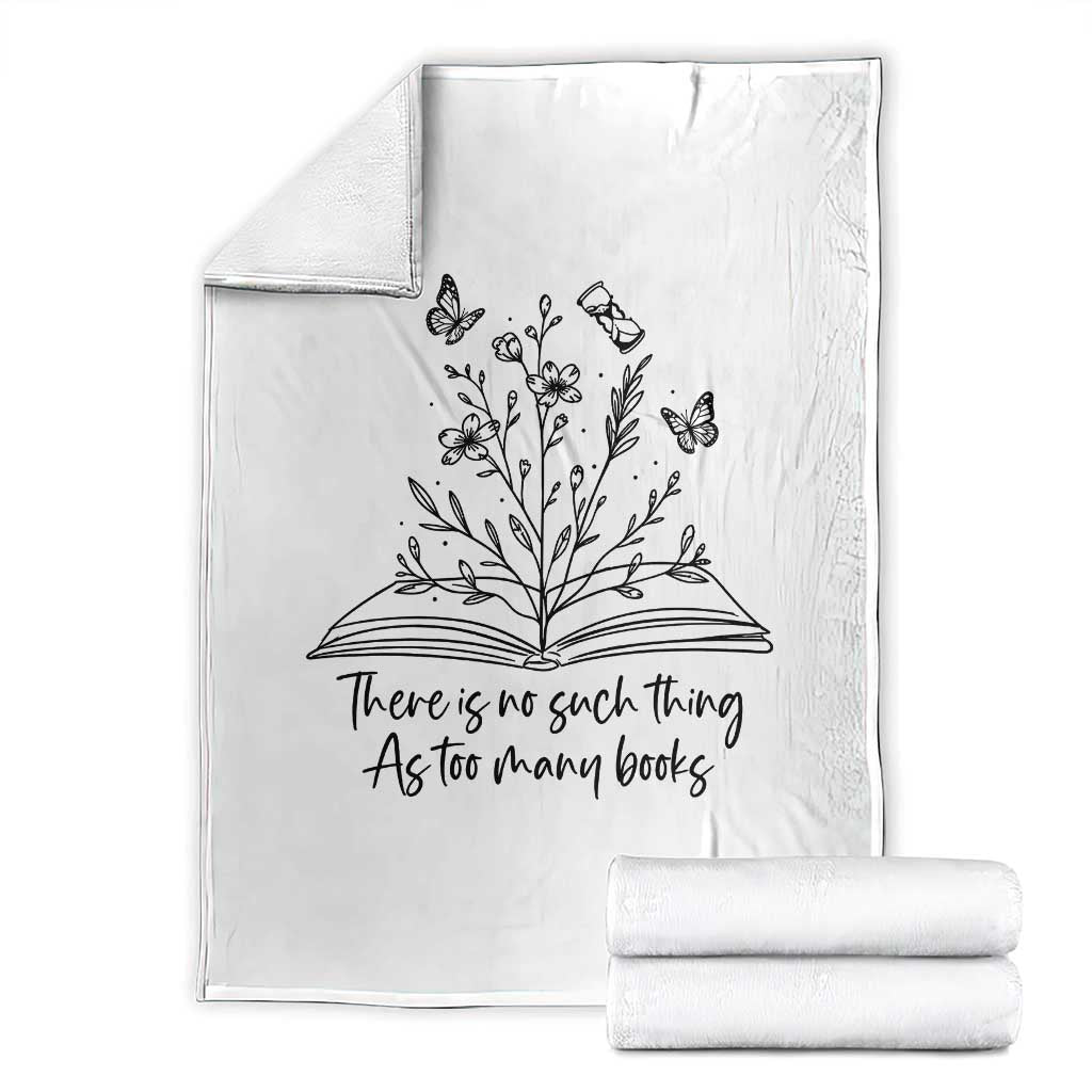 Floral Bookworm Reader Throw Blanket There Is No Such Thing As Too Many Books TS12 White Print Your Wear