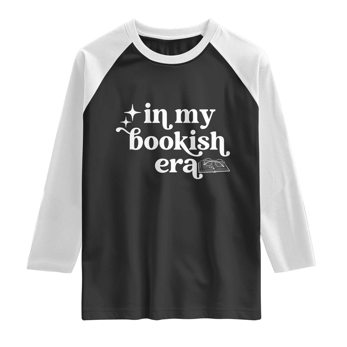 In My Bookish Era Reading Gift Raglan Shirt Book Lover TS12 Black White Print Your Wear