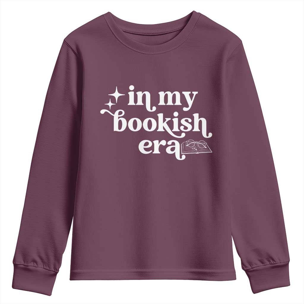 In My Bookish Era Reading Gift Youth Sweatshirt Book Lover TS12 Maroon Print Your Wear