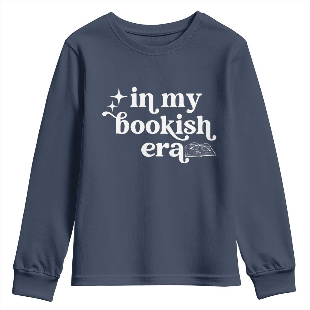 In My Bookish Era Reading Gift Youth Sweatshirt Book Lover TS12 Navy Print Your Wear