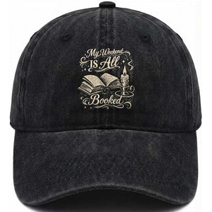 My Weekend Is All Booked Book Lover Washed Cotton Baseball Cap Reading Enthusiast Quote TS12 Print Your Wear