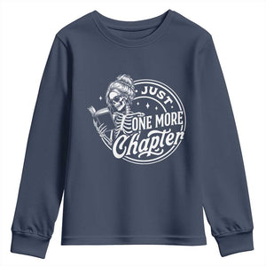 Just One More Chapter Skeleton Woman Youth Sweatshirt Book Lover Gift TS12 Navy Print Your Wear