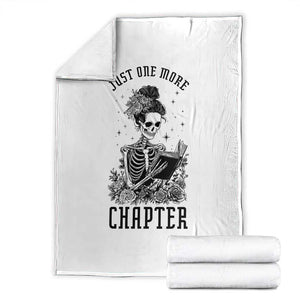 Funny Skeleton Book Lover Throw Blanket Just One More Chapter TS12 White Print Your Wear