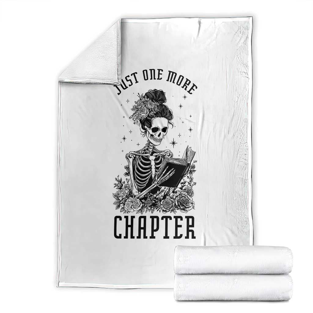 Funny Skeleton Book Lover Throw Blanket Just One More Chapter TS12 White Print Your Wear