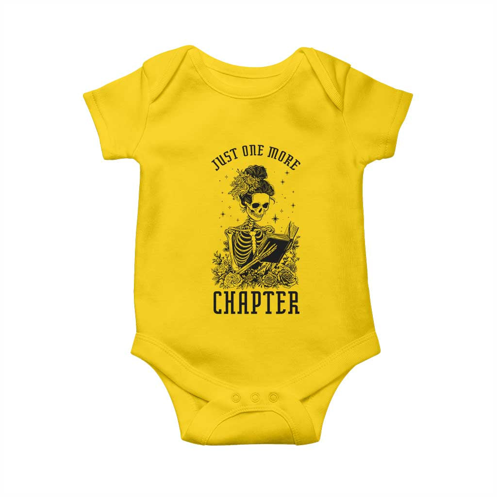 Funny Skeleton Book Lover Baby Onesie Just One More Chapter TS12 Daisy Print Your Wear