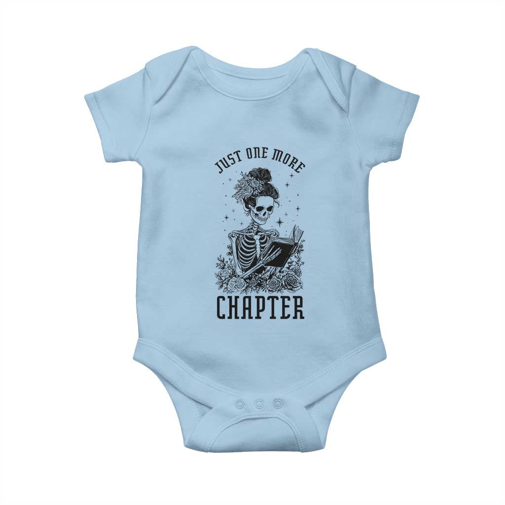 Funny Skeleton Book Lover Baby Onesie Just One More Chapter TS12 Light Blue Print Your Wear