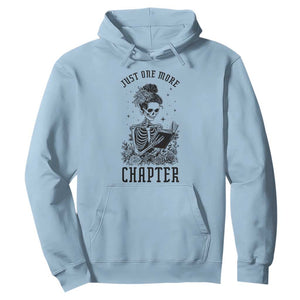 Funny Skeleton Book Lover Hoodie Just One More Chapter TS12 Light Blue Print Your Wear
