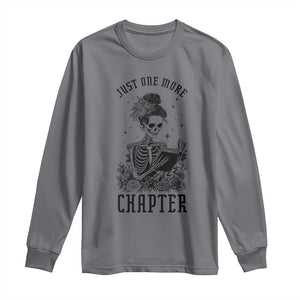 Funny Skeleton Book Lover Long Sleeve Shirt Just One More Chapter TS12 Charcoal Print Your Wear