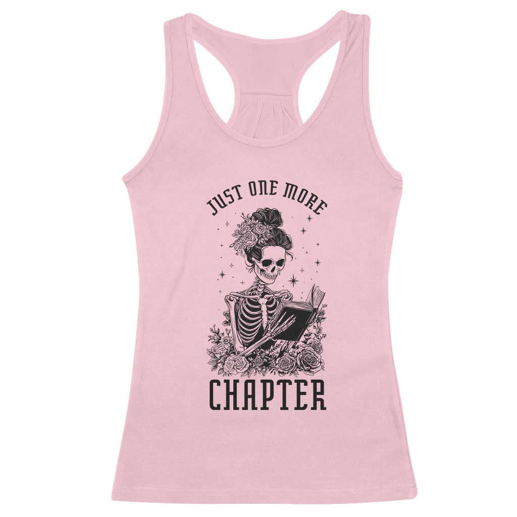 Funny Skeleton Book Lover Racerback Tank Top Just One More Chapter TS12 Light Pink Print Your Wear