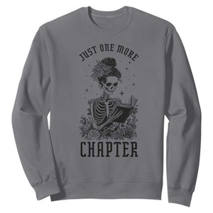 Funny Skeleton Book Lover Sweatshirt Just One More Chapter TS12 Charcoal Print Your Wear