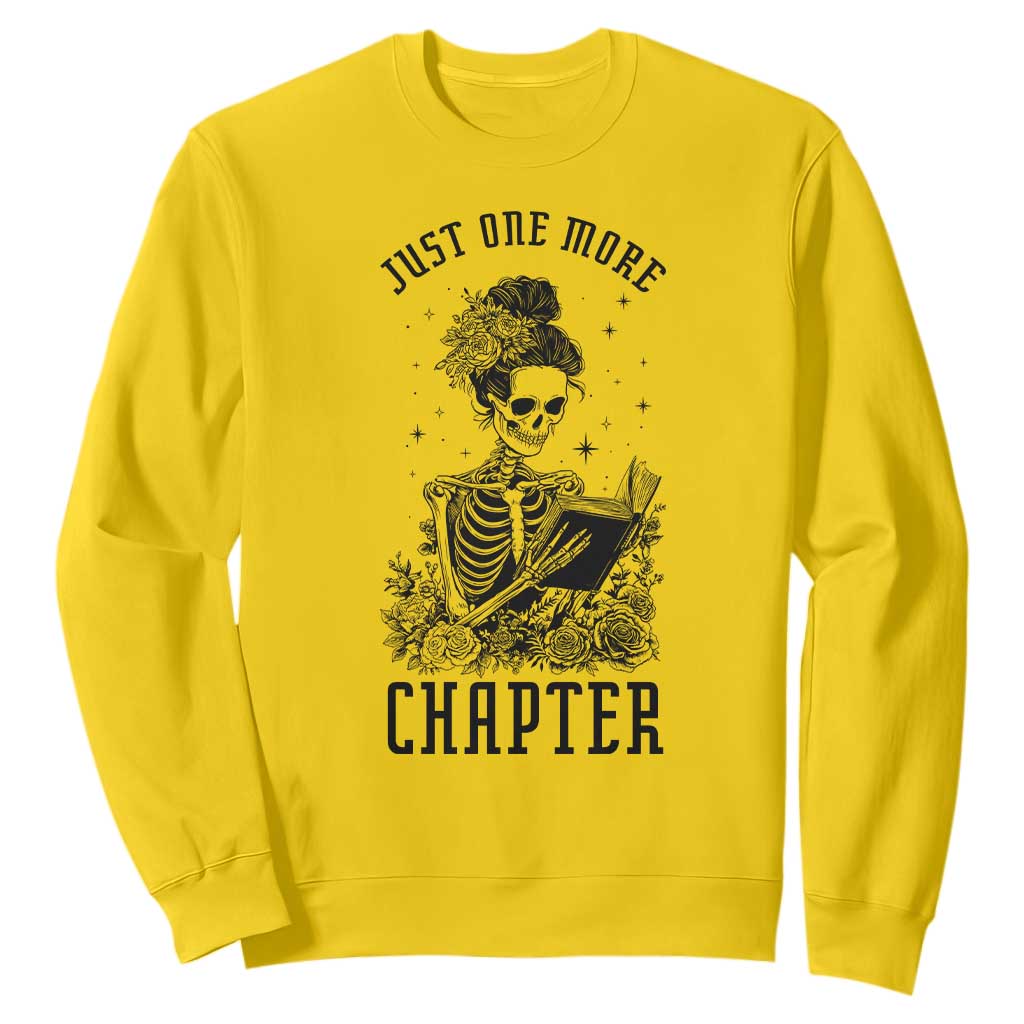 Funny Skeleton Book Lover Sweatshirt Just One More Chapter TS12 Daisy Print Your Wear