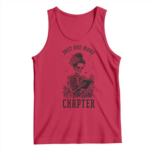 Funny Skeleton Book Lover Tank Top Just One More Chapter TS12 Red Print Your Wear