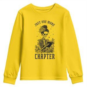 Funny Skeleton Book Lover Youth Sweatshirt Just One More Chapter TS12 Daisy Print Your Wear