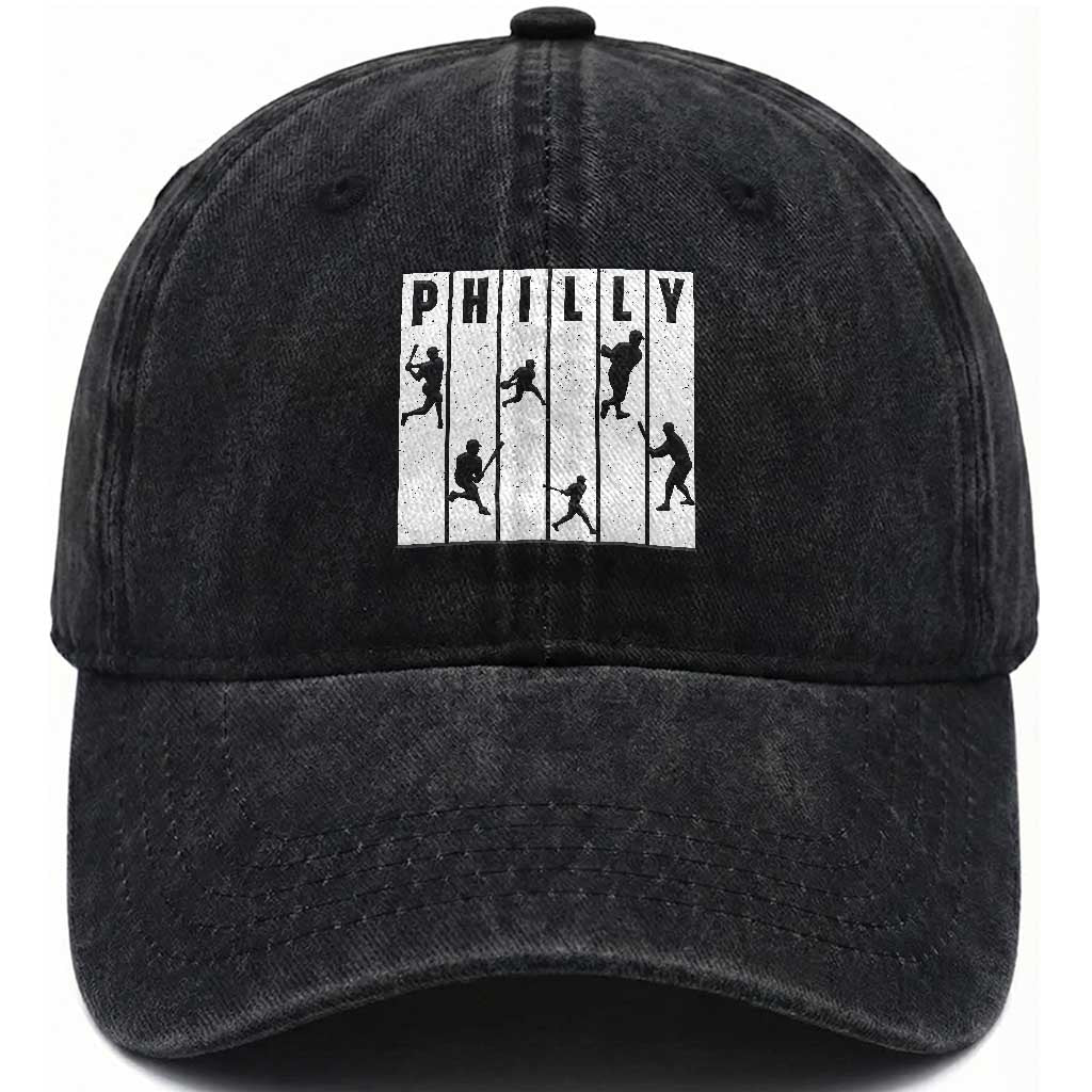 Baseball Lover Washed Cotton Baseball Cap Philly Retro Spirit Proud Fan Sport Lover Gift TS12 Washed Cap Universal Fit Black Print Your Wear