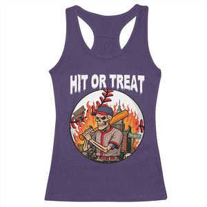 Funny Halloween Baseball Racerback Tank Top Hit Or Treat Skeleton Player TS12 Purple Print Your Wear