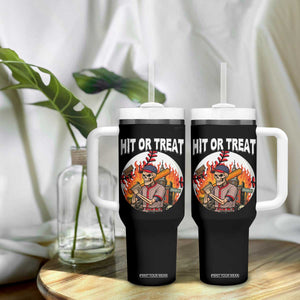 Funny Halloween Baseball Tumbler With Handle Hit Or Treat Skeleton Player TS12 Print Your Wear