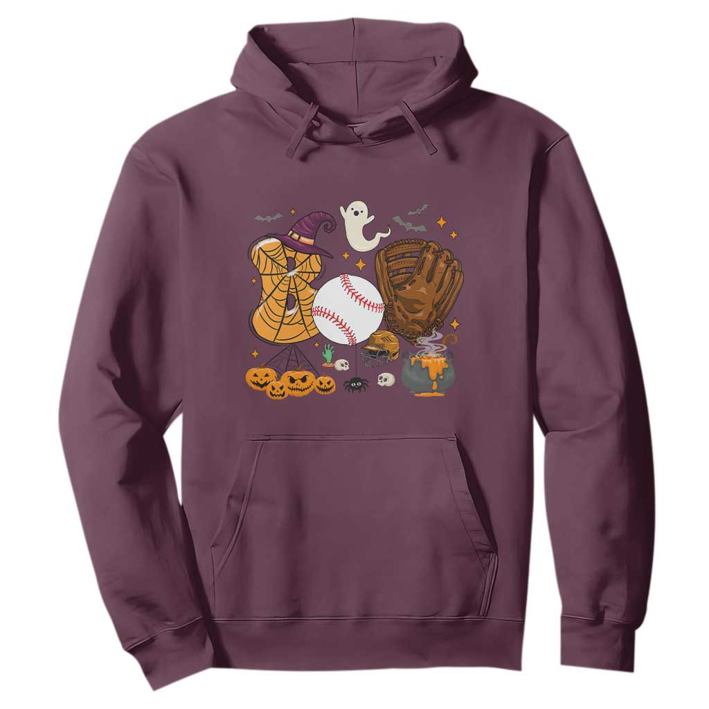 Halloween Baseball Hoodie Funny Boo Player Gift For Catcher TS12 Maroon Print Your Wear