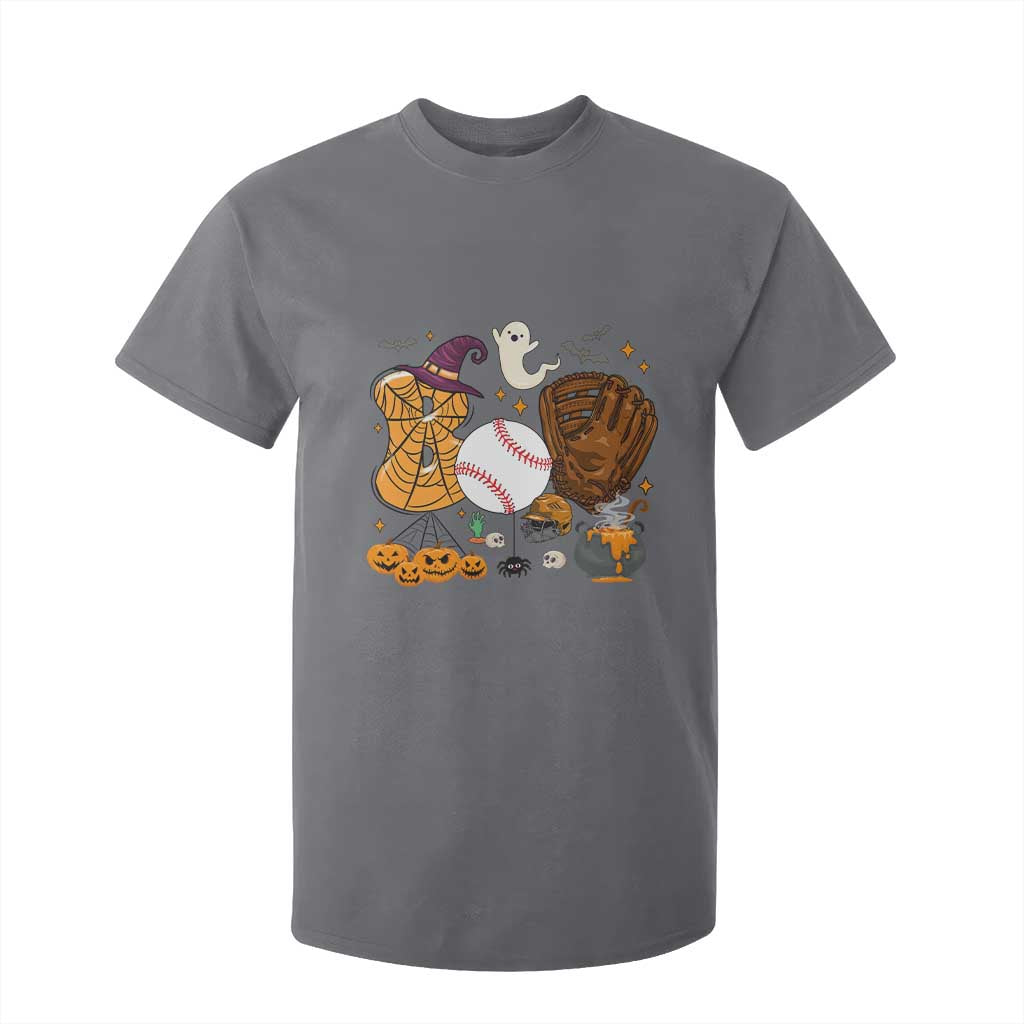 Halloween Baseball T Shirt For Kid Funny Boo Player Gift For Catcher TS12 Charcoal Print Your Wear
