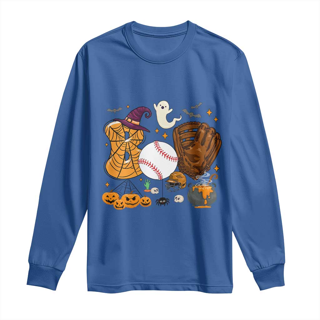 Halloween Baseball Long Sleeve Shirt Funny Boo Player Gift For Catcher TS12 Royal Blue Print Your Wear
