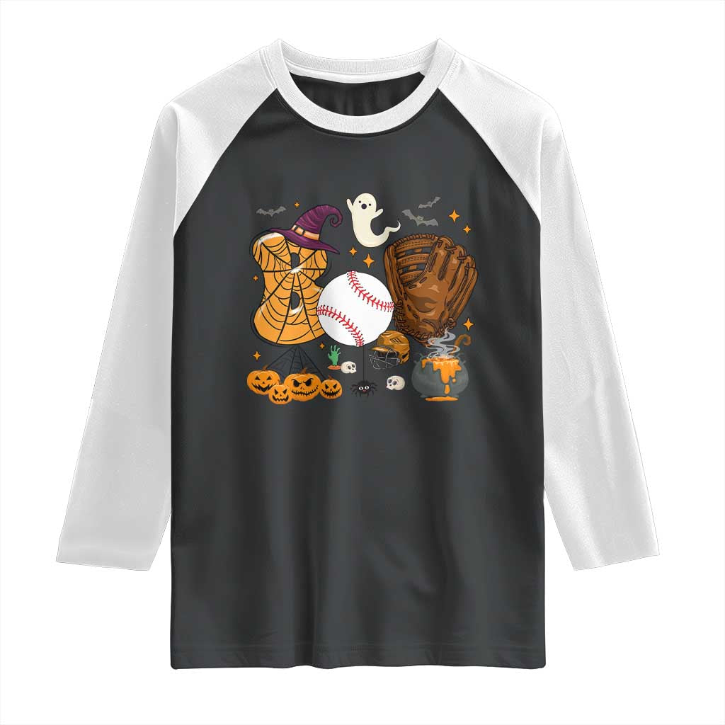 Halloween Baseball Raglan Shirt Funny Boo Player Gift For Catcher TS12 Black White Print Your Wear