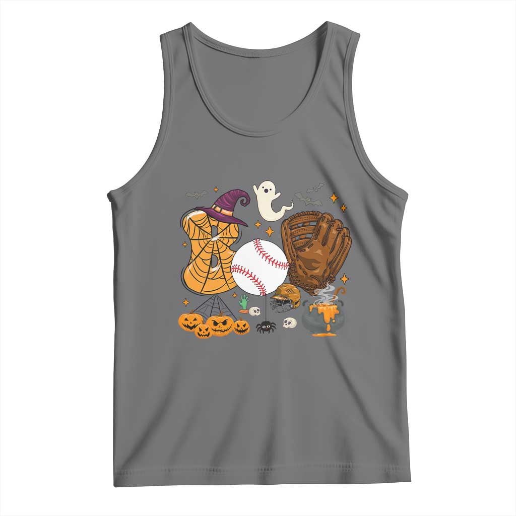 Halloween Baseball Tank Top Funny Boo Player Gift For Catcher TS12 Black Heather Print Your Wear