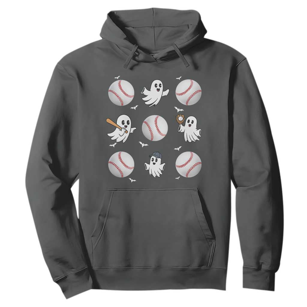 Halloween Baseball Hoodie Cute Ghost Playing Ball Gift TS12 Dark Heather Print Your Wear