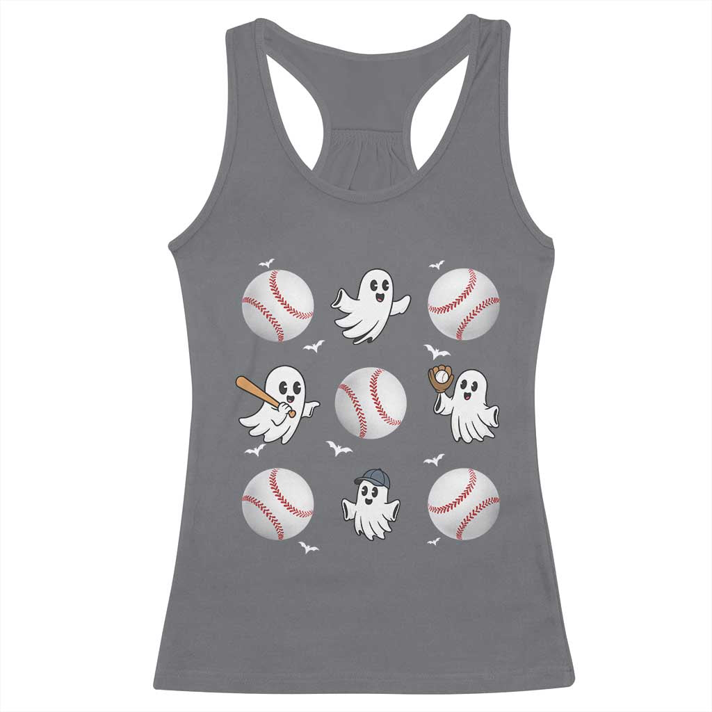 Halloween Baseball Racerback Tank Top Cute Ghost Playing Ball Gift TS12 Charcoal Print Your Wear
