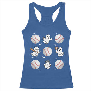 Halloween Baseball Racerback Tank Top Cute Ghost Playing Ball Gift TS12 Royal Blue Print Your Wear