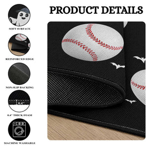 Halloween Baseball Round Rug Cute Ghost Playing Ball Gift
