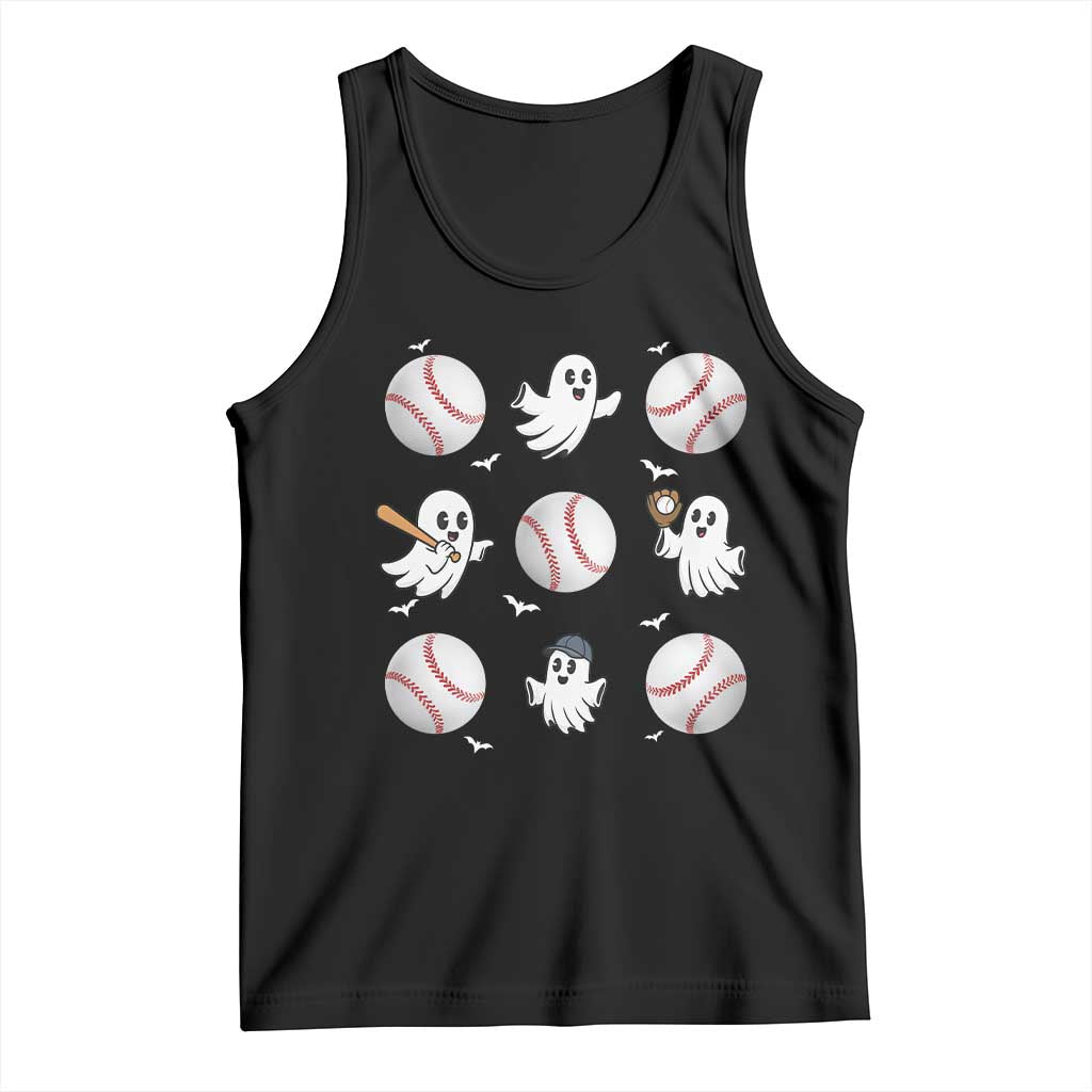 Halloween Baseball Tank Top Cute Ghost Playing Ball Gift TS12 Black Print Your Wear