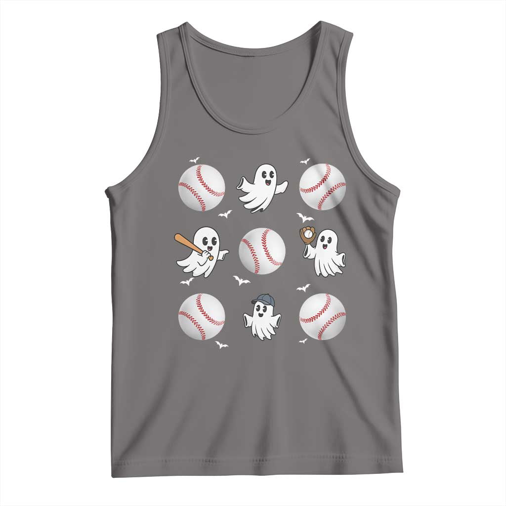 Halloween Baseball Tank Top Cute Ghost Playing Ball Gift TS12 Deep Heather Print Your Wear