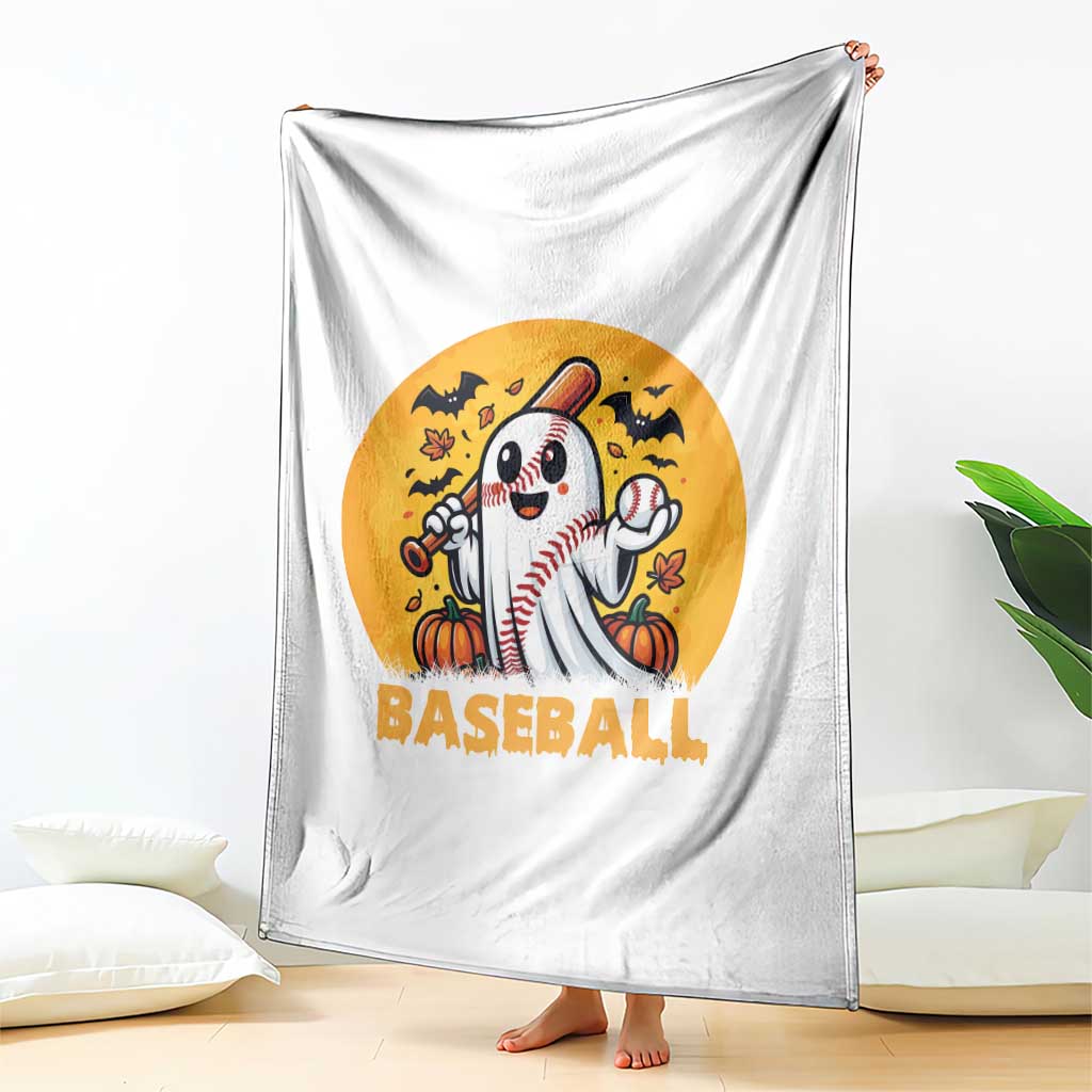Funny Halloween Baseball Throw Blanket Cute Boo Playing Ball Gift TS12 Print Your Wear