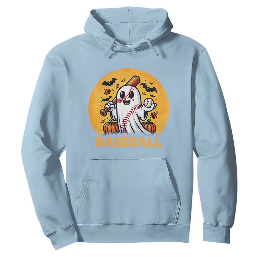 Funny Halloween Baseball Hoodie Cute Boo Playing Ball Gift TS12 Light Blue Print Your Wear
