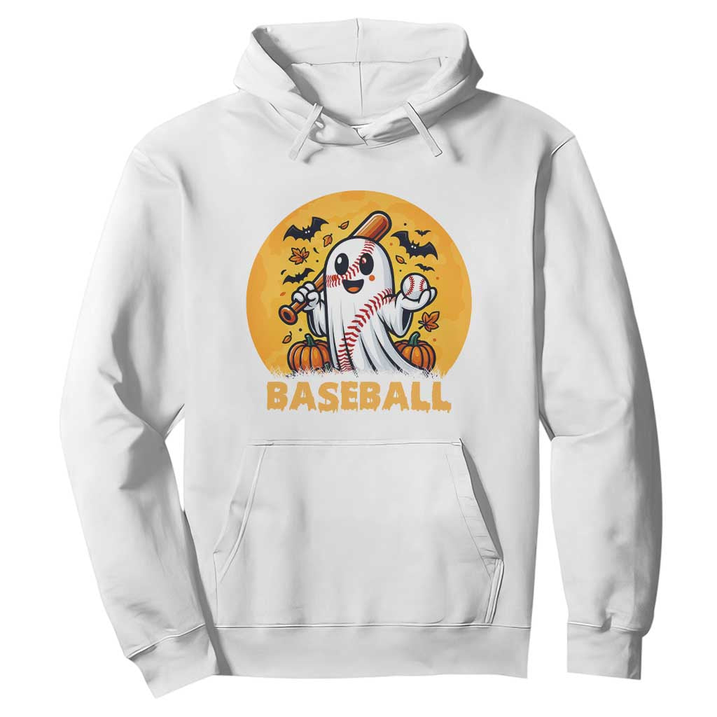 Funny Halloween Baseball Hoodie Cute Boo Playing Ball Gift TS12 White Print Your Wear