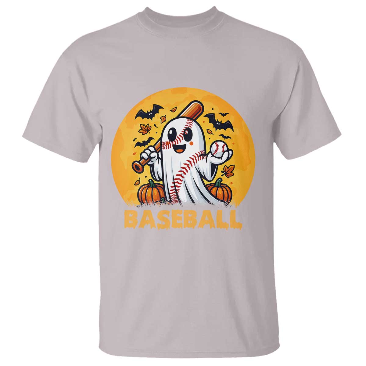 Funny Halloween Baseball T Shirt Cute Boo Playing Ball Gift TS12 Ice Gray Print Your Wear