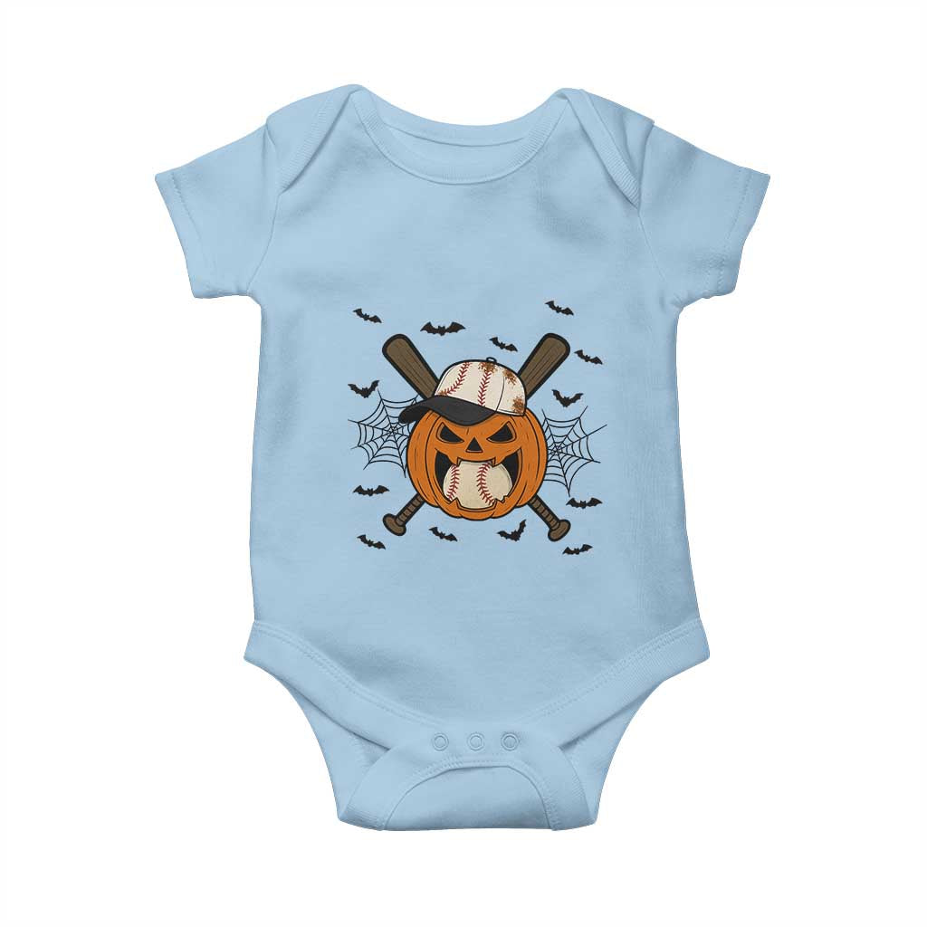 Creepy Jack O Lantern Baseball Baby Onesie Halloween Gift TS12 Light Blue Print Your Wear